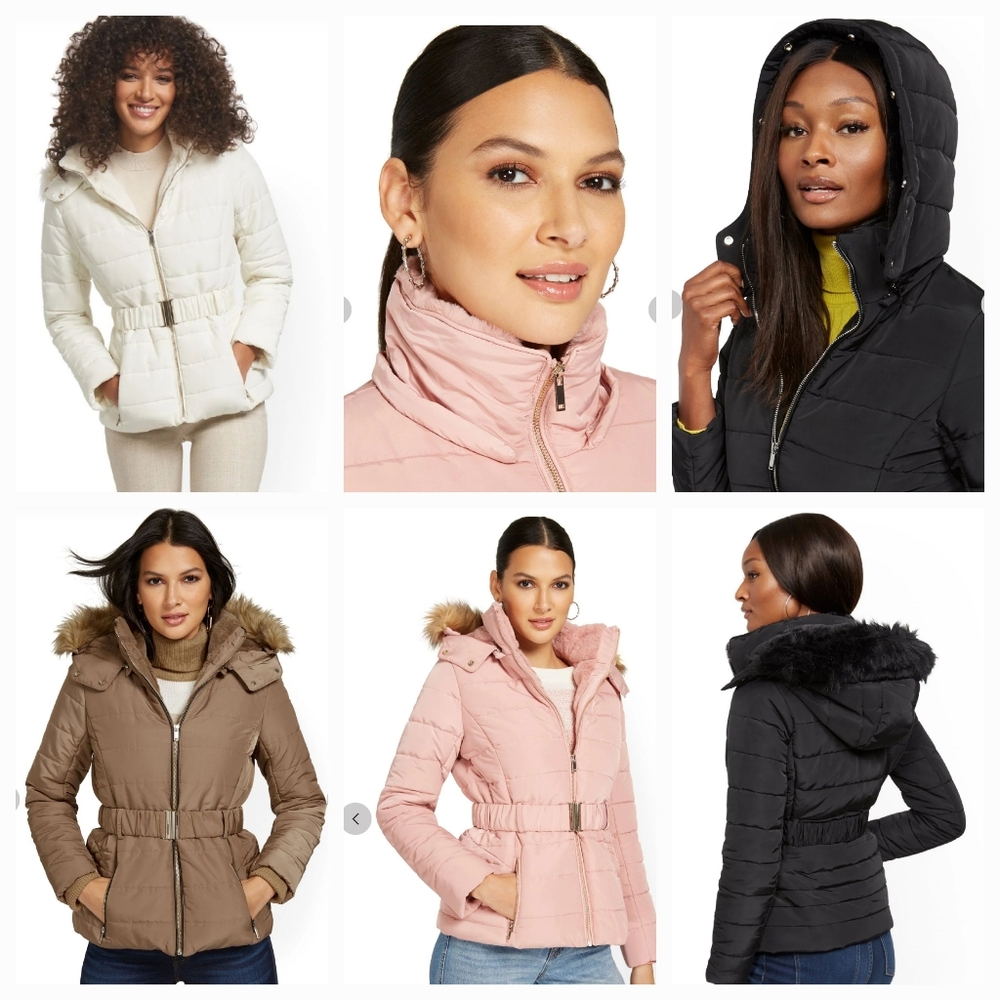 UNUSED New York & Company Fleece Inside Detachable Hood & Fur Winter Coat 2XL - Picture 2 of 14